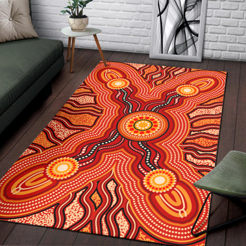 Australia Aboriginal Inspired Area Rug - Indigenous Connection Aboiginal Inspired Dot Painting Style Australia Aboriginal Inspired Area Rug - Indigenous Connection Aboiginal Inspired Dot Painting Style