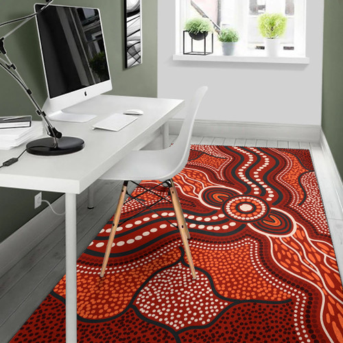Australia Aboriginal Inspired Area Rug - River Aboiginal Inspired Dot Painting Style Australia Aboriginal Inspired Area Rug - River Aboiginal Inspired Dot Painting Style