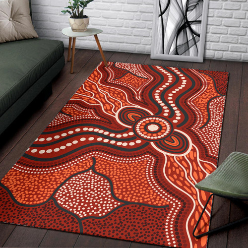 Australia Aboriginal Inspired Area Rug - River Aboiginal Inspired Dot Painting Style Australia Aboriginal Inspired Area Rug - River Aboiginal Inspired Dot Painting Style