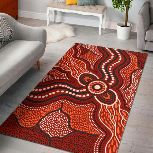 Australia Aboriginal Inspired Area Rug - River Aboiginal Inspired Dot Painting Style