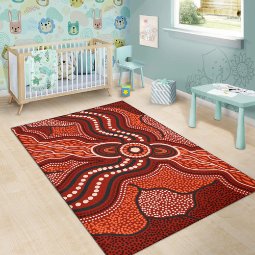 Australia Aboriginal Inspired Area Rug - River Aboiginal Inspired Dot Painting Style Australia Aboriginal Inspired Area Rug - River Aboiginal Inspired Dot Painting Style