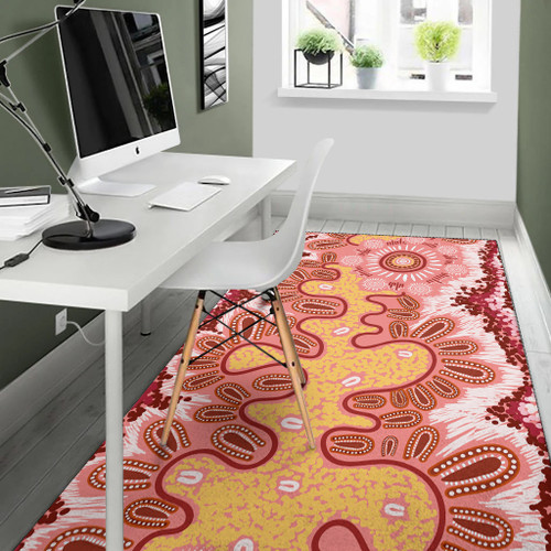 Australia Aboriginal Inspired Area Rug - Aboriginal Inspired Pattern Dot Painting Style Australia Aboriginal Inspired Area Rug - Aboriginal Inspired Pattern Dot Painting Style