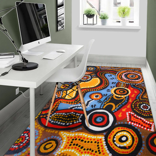 Australia Aboriginal Inspired Area Rug - Indigenous Art Aboriginal Inspired Dot Painting Style 6 Australia Aboriginal Inspired Area Rug - Indigenous Art Aboriginal Inspired Dot Painting Style 6