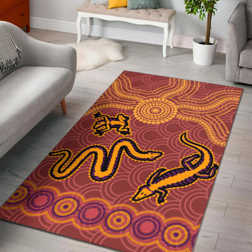 Australia Aboriginal Inspired Area Rug - Indigenous Animal Aboriginal Inspired Dot Painting Style