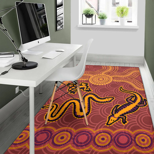 Australia Aboriginal Inspired Area Rug - Indigenous Animal Aboriginal Inspired Dot Painting Style Australia Aboriginal Inspired Area Rug - Indigenous Animal Aboriginal Inspired Dot Painting Style