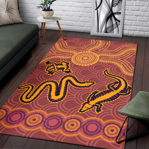 Australia Aboriginal Inspired Area Rug - Indigenous Animal Aboriginal Inspired Dot Painting Style Australia Aboriginal Inspired Area Rug - Indigenous Animal Aboriginal Inspired Dot Painting Style