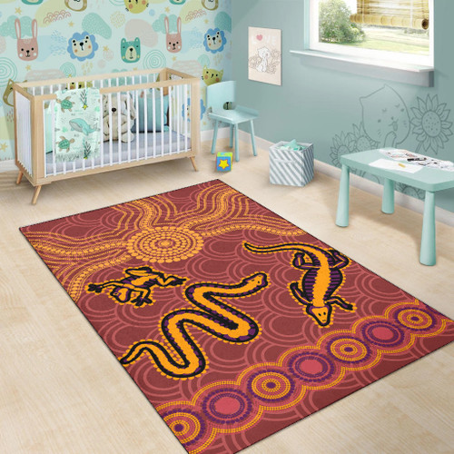 Australia Aboriginal Inspired Area Rug - Indigenous Animal Aboriginal Inspired Dot Painting Style Australia Aboriginal Inspired Area Rug - Indigenous Animal Aboriginal Inspired Dot Painting Style
