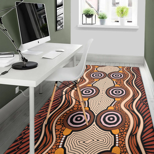 Australia Aboriginal Inspired Area Rug - Brown Dot Design Vector Aboriginal Artwork