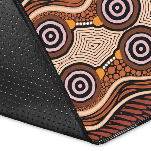 Australia Aboriginal Inspired Area Rug - Brown Dot Design Vector Aboriginal Artwork