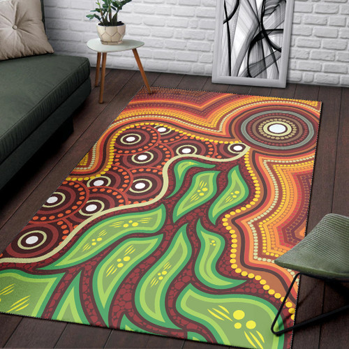 Australia Aboriginal Inspired Area Rug - Tree Nature Dot Design Vector Aboriginal Artwork