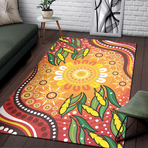 Australia Aboriginal Inspired Area Rug - Leaf Aboriginal Art Background Australia Aboriginal Inspired Area Rug - Leaf Aboriginal Art Background