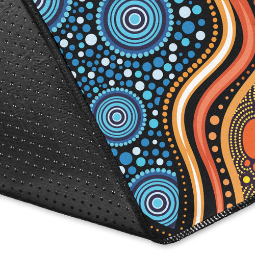 Australia Aboriginal Inspired Area Rug - Blue Aboriginal Style Of Dot Painting Australia Aboriginal Inspired Area Rug - Blue Aboriginal Style Of Dot Painting