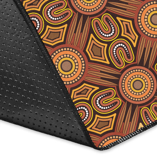 Australia Aboriginal Inspired Area Rug - Brown Color Aboriginal Connection Style Of Dot Painting