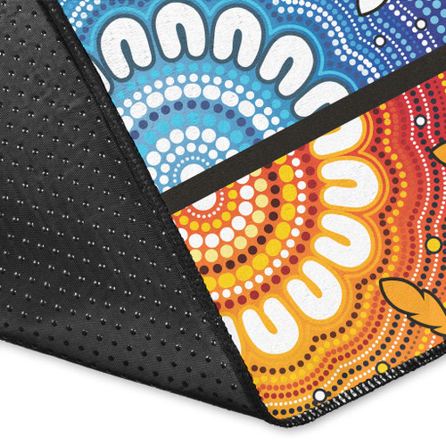 Australia Aboriginal Inspired Area Rug - Blue And Orange Aboriginal Dot Art Vector Painting Australia Aboriginal Inspired Area Rug - Blue And Orange Aboriginal Dot Art Vector Painting