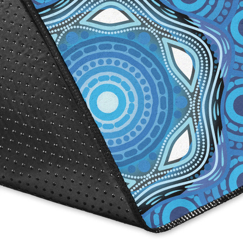 Australia Aboriginal Inspired Area Rug - Aboriginal Dot Design Blue Vector Painting