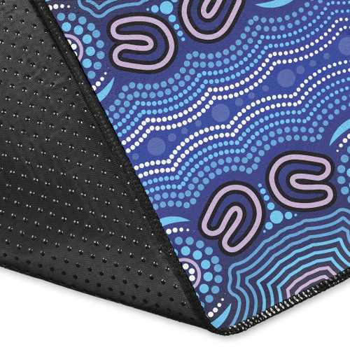 Australia Aboriginal Inspired Area Rug - Blue Aboriginal Artwork