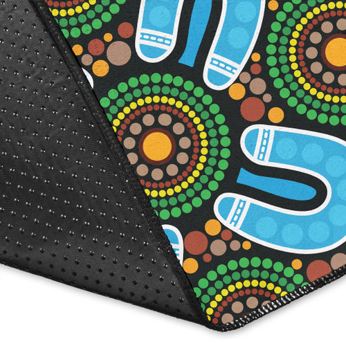 Australia Aboriginal Inspired Area Rug - Green Aboriginal Connection Artwork