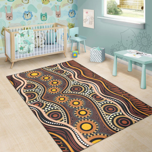 Australia Aboriginal Inspired Area Rug - Land Aboriginal Art Painting Australia Aboriginal Inspired Area Rug - Land Aboriginal Art Painting