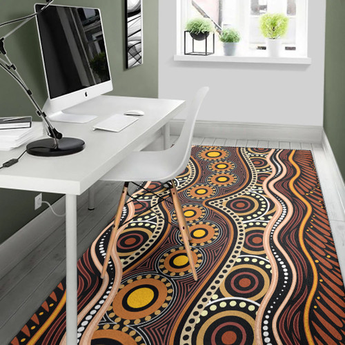 Australia Aboriginal Inspired Area Rug - Land Aboriginal Art Painting Australia Aboriginal Inspired Area Rug - Land Aboriginal Art Painting