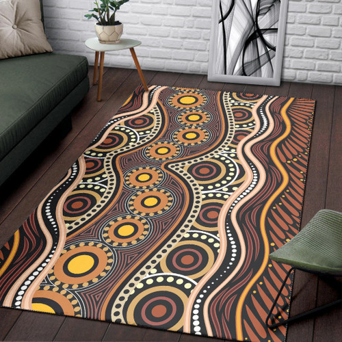 Australia Aboriginal Inspired Area Rug - Land Aboriginal Art Painting Australia Aboriginal Inspired Area Rug - Land Aboriginal Art Painting