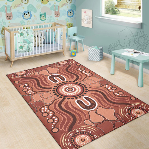Australia Aboriginal Inspired Area Rug - Land Aboriginal Art Painting Background Australia Aboriginal Inspired Area Rug - Land Aboriginal Art Painting Background