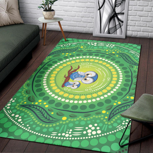 Australia Aboriginal Inspired Area Rug - Aboriginal Dot Art Vector Painting With Owls Australia Aboriginal Inspired Area Rug - Aboriginal Dot Art Vector Painting With Owls