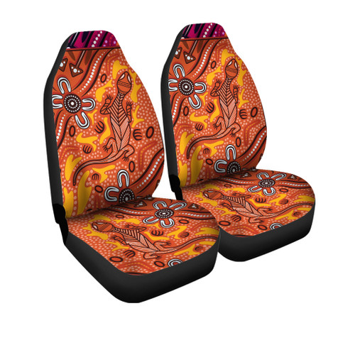 Australia Car Seat Cover - Aussie Lizard Indigenous Art