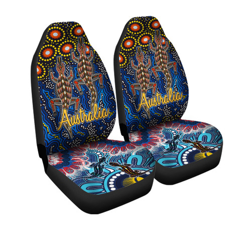 Australia Car Seat Cover - Australian Dot art background with Crocodile Australia Car Seat Cover - Australian Dot art background with Crocodile