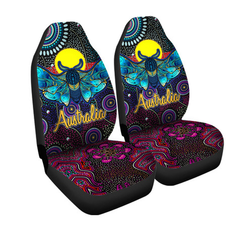 Australia Custom Car Seat Cover - Australian Indigenous Dot Art Painting Mystical Dreaming Moth Australia Custom Car Seat Cover - Australian Indigenous Dot Art Painting Mystical Dreaming Moth