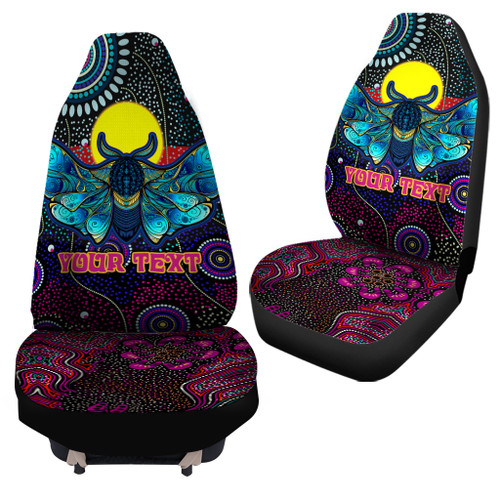 Australia Custom Car Seat Cover - Australian Indigenous Dot Art Painting Mystical Dreaming Moth Australia Custom Car Seat Cover - Australian Indigenous Dot Art Painting Mystical Dreaming Moth