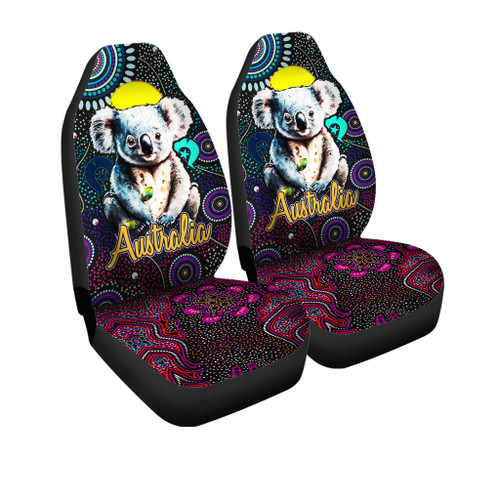 Australia Car Seat Cover - Aussie Koala Indigenous dot art painting Australia Car Seat Cover - Aussie Koala Indigenous dot art painting