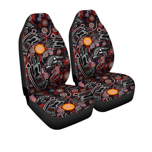 Australia Car Seat Cover - Aussie Indigenous Hunting dot art painting