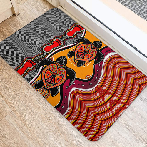 Australia Aboriginal Inspired Door Mat - Turtle And Foot Print Aboiginal Inspired Dot Painting Style Door Mat Australia Aboriginal Inspired Door Mat - Turtle And Foot Print Aboiginal Inspired Dot Painting Style Door Mat