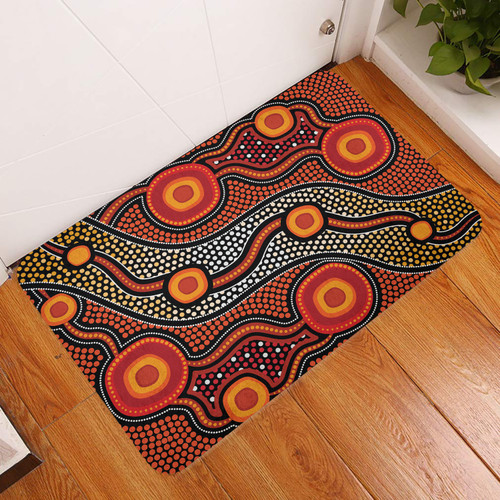 Australia Aboriginal Inspired Door Mat - Orange Aboiginal Inspired Dot Painting Style Door Mat