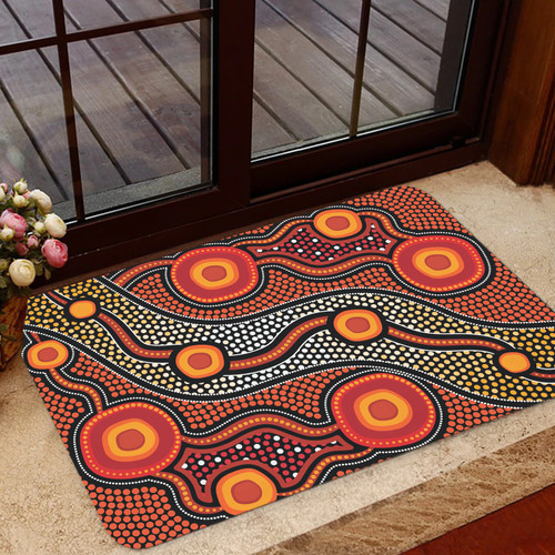 Australia Aboriginal Inspired Door Mat - Orange Aboiginal Inspired Dot Painting Style Door Mat Australia Aboriginal Inspired Door Mat - Orange Aboiginal Inspired Dot Painting Style Door Mat