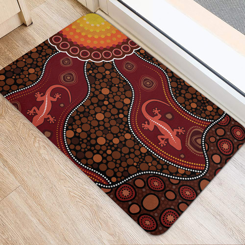 Australia Aboriginal Inspired Door Mat - Lizard Aboriginal Inspired Dot Painting Style Door Mat Australia Aboriginal Inspired Door Mat - Lizard Aboriginal Inspired Dot Painting Style Door Mat