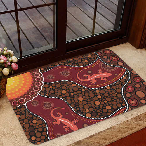 Australia Aboriginal Inspired Door Mat - Lizard Aboriginal Inspired Dot Painting Style Door Mat Australia Aboriginal Inspired Door Mat - Lizard Aboriginal Inspired Dot Painting Style Door Mat