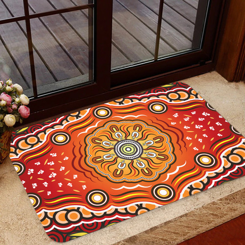 Australia Aboriginal Inspired Door Mat - The Sun Indigenous Aboiginal Inspired Dot Painting Style Door Mat Australia Aboriginal Inspired Door Mat - The Sun Indigenous Aboiginal Inspired Dot Painting Style Door Mat