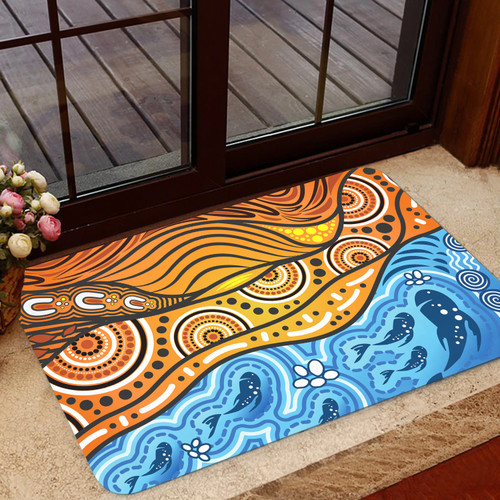 Australia Aboriginal Inspired Door Mat - Nature Aboiginal Inspired Dot Painting Style Door Mat Australia Aboriginal Inspired Door Mat - Nature Aboiginal Inspired Dot Painting Style Door Mat