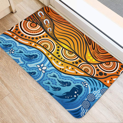 Australia Aboriginal Inspired Door Mat - Nature Aboiginal Inspired Dot Painting Style Door Mat Australia Aboriginal Inspired Door Mat - Nature Aboiginal Inspired Dot Painting Style Door Mat