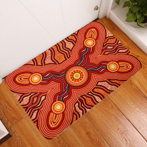 Australia Aboriginal Inspired Door Mat - Indigenous Connection Aboiginal Inspired Dot Painting Style Door Mat