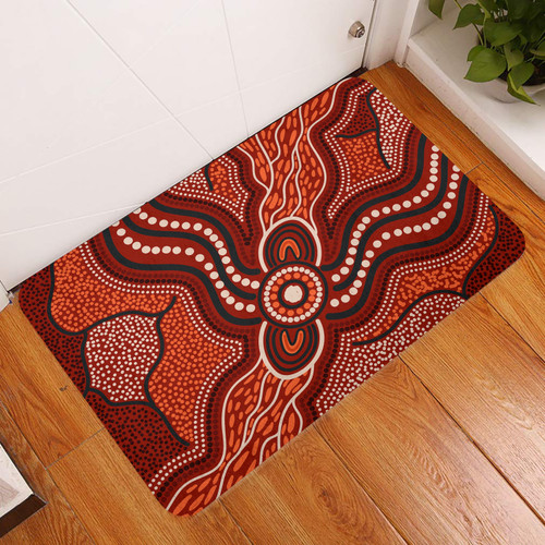 Australia Aboriginal Inspired Door Mat - River Aboiginal Inspired Dot Painting Style Door Mat