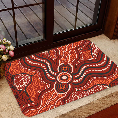 Australia Aboriginal Inspired Door Mat - River Aboiginal Inspired Dot Painting Style Door Mat Australia Aboriginal Inspired Door Mat - River Aboiginal Inspired Dot Painting Style Door Mat