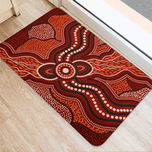 Australia Aboriginal Inspired Door Mat - River Aboiginal Inspired Dot Painting Style Door Mat Australia Aboriginal Inspired Door Mat - River Aboiginal Inspired Dot Painting Style Door Mat