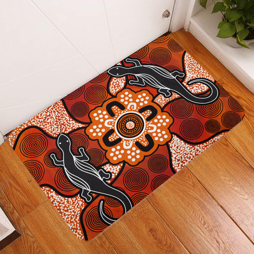 Australia Aboriginal Inspired Door Mat - Lizard Art Aboriginal Inspired Dot Painting Style Door Mat