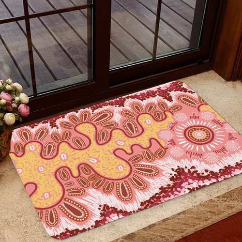 Australia Aboriginal Inspired Door Mat - Aboriginal Inspired Pattern Dot Painting Style Door Mat Australia Aboriginal Inspired Door Mat - Aboriginal Inspired Pattern Dot Painting Style Door Mat