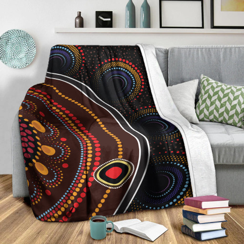 Australia Aboriginal Inspired Blanket - Aboriginal Style Of Dot Painting Australia Aboriginal Inspired Blanket - Aboriginal Style Of Dot Painting