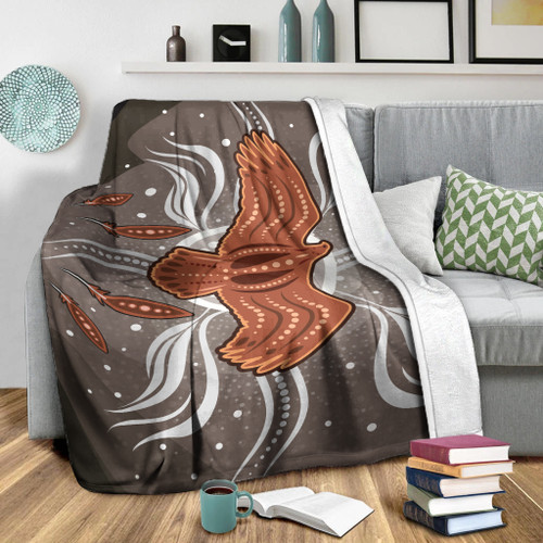 Australia Aboriginal Inspired Blanket - Aboriginal Dot Art Vector Painting With Eagle Australia Aboriginal Inspired Blanket - Aboriginal Dot Art Vector Painting With Eagle
