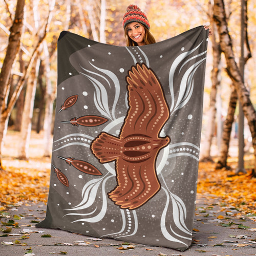 Australia Aboriginal Inspired Blanket - Aboriginal Dot Art Vector Painting With Eagle Australia Aboriginal Inspired Blanket - Aboriginal Dot Art Vector Painting With Eagle