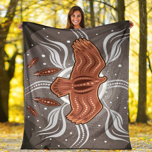 Australia Aboriginal Inspired Blanket - Aboriginal Dot Art Vector Painting With Eagle Australia Aboriginal Inspired Blanket - Aboriginal Dot Art Vector Painting With Eagle